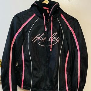 Versatile Pink Label 3-in-1 Embellished Harley Davidson Mesh Jacket size Small